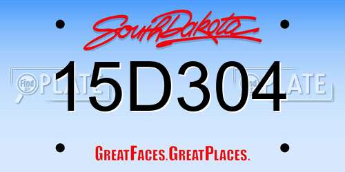 15D304 South Dakota License Plate