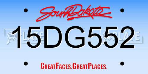 15DG552 South Dakota License Plate