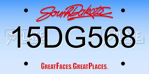 15DG568 South Dakota License Plate