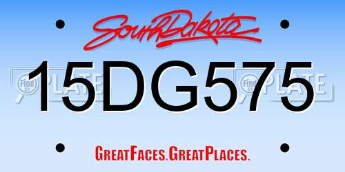 15DG575 South Dakota License Plate