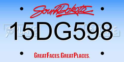 15DG598 South Dakota License Plate