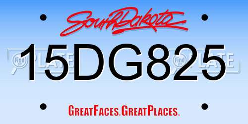 15DG825 South Dakota License Plate