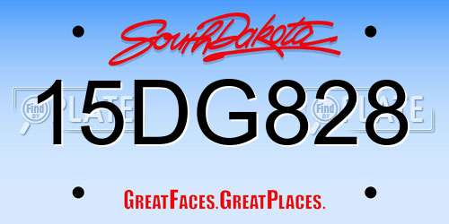15DG828 South Dakota License Plate