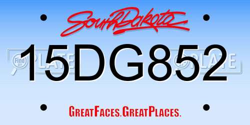 15DG852 South Dakota License Plate
