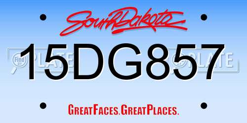 15DG857 South Dakota License Plate