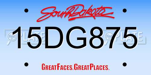 15DG875 South Dakota License Plate