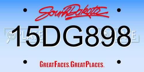 15DG898 South Dakota License Plate