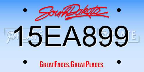 15EA899 South Dakota License Plate