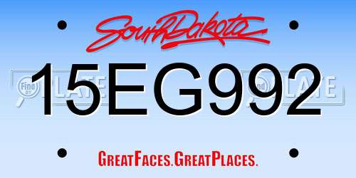 15EG992 South Dakota License Plate