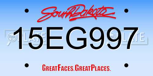 15EG997 South Dakota License Plate