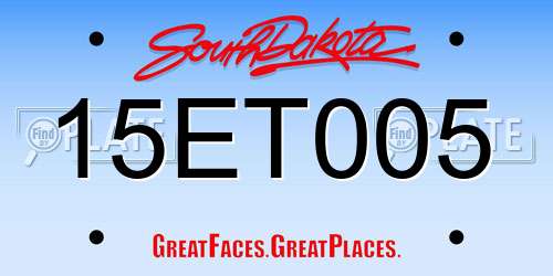 15ET005 South Dakota License Plate