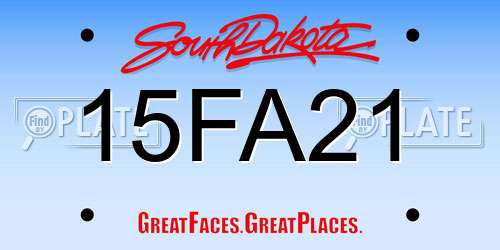 15FA21 South Dakota License Plate