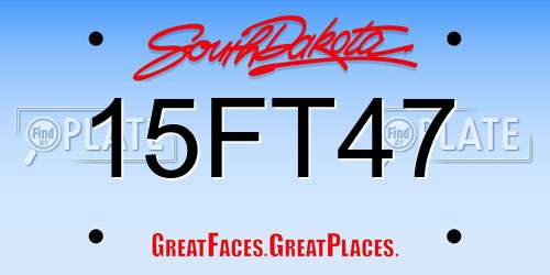 15FT47 South Dakota License Plate