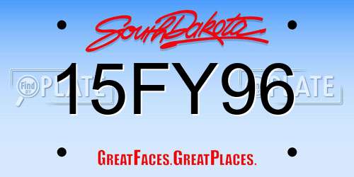 15FY96 South Dakota License Plate