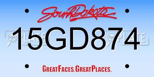 15GD874 South Dakota License Plate