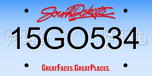 15GO534 South Dakota License Plate