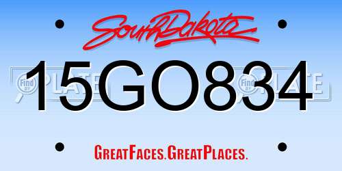 15GO834 South Dakota License Plate