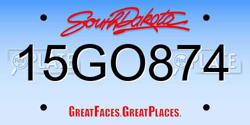 15GO874 South Dakota License Plate