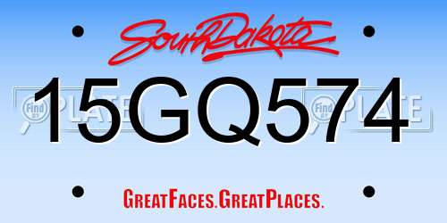 15GQ574 South Dakota License Plate