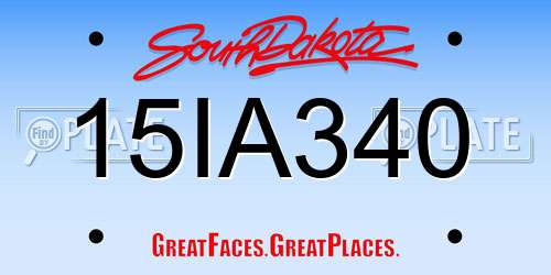 15IA340 South Dakota License Plate