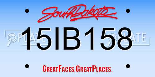 15IB158 South Dakota License Plate