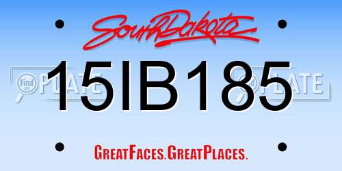 15IB185 South Dakota License Plate