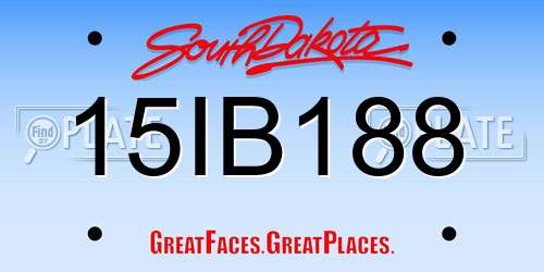 15IB188 South Dakota License Plate