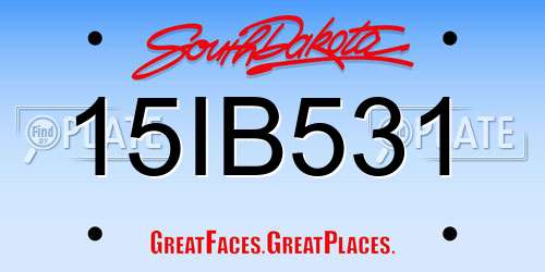 15IB531 South Dakota License Plate