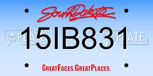 15IB831 South Dakota License Plate