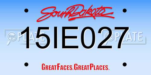 15IE027 South Dakota License Plate
