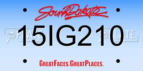15IG210 South Dakota License Plate