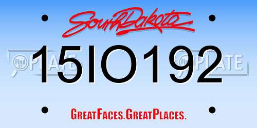 15IO192 South Dakota License Plate