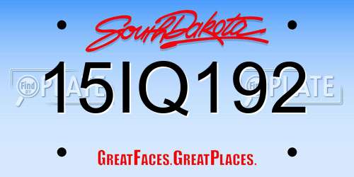15IQ192 South Dakota License Plate