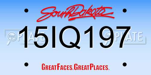 15IQ197 South Dakota License Plate