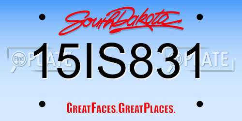 15IS831 South Dakota License Plate