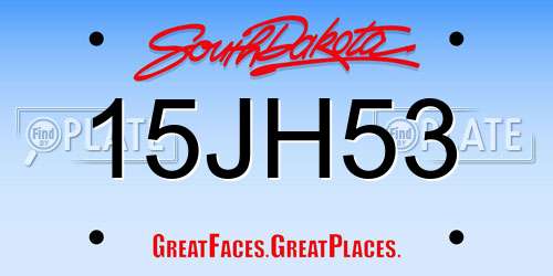 15JH53 South Dakota License Plate