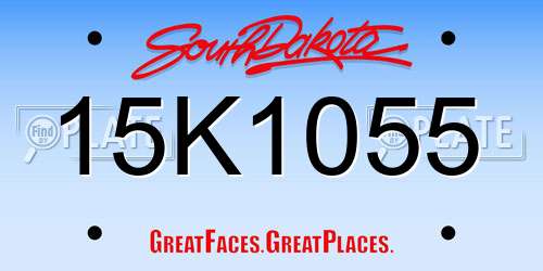 15K1055 South Dakota License Plate