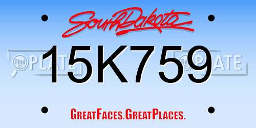 15K759 South Dakota License Plate