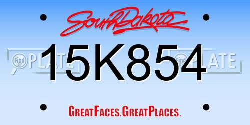 15K854 South Dakota License Plate