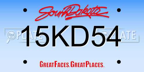 15KD54 South Dakota License Plate
