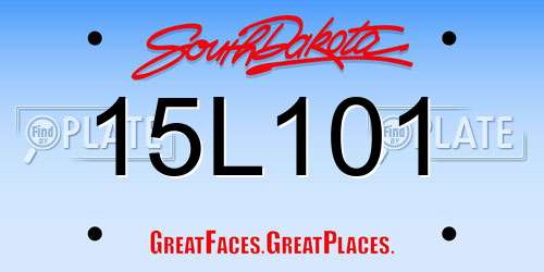 15L101 South Dakota License Plate