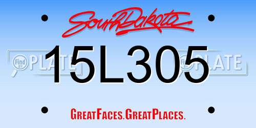 15L305 South Dakota License Plate