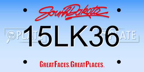 15LK36 South Dakota License Plate
