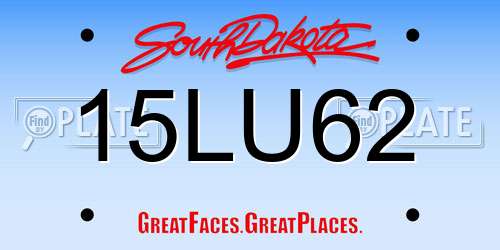 15LU62 South Dakota License Plate