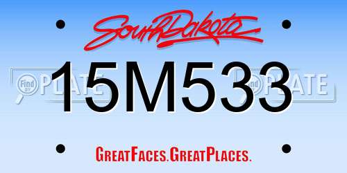 15M533 South Dakota License Plate