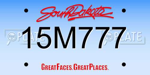 15M777 South Dakota License Plate