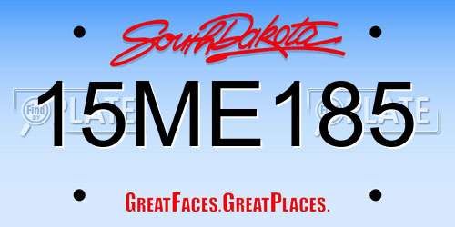 15ME185 South Dakota License Plate
