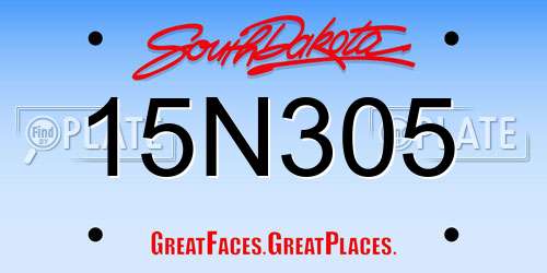 15N305 South Dakota License Plate