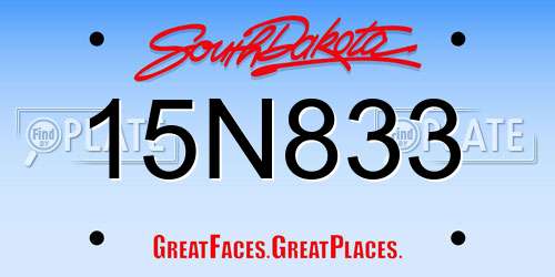 15N833 South Dakota License Plate