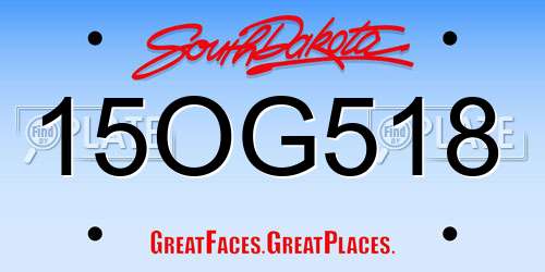 15OG518 South Dakota License Plate